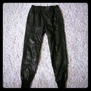 Vince Lamb Leather Jogger Pants